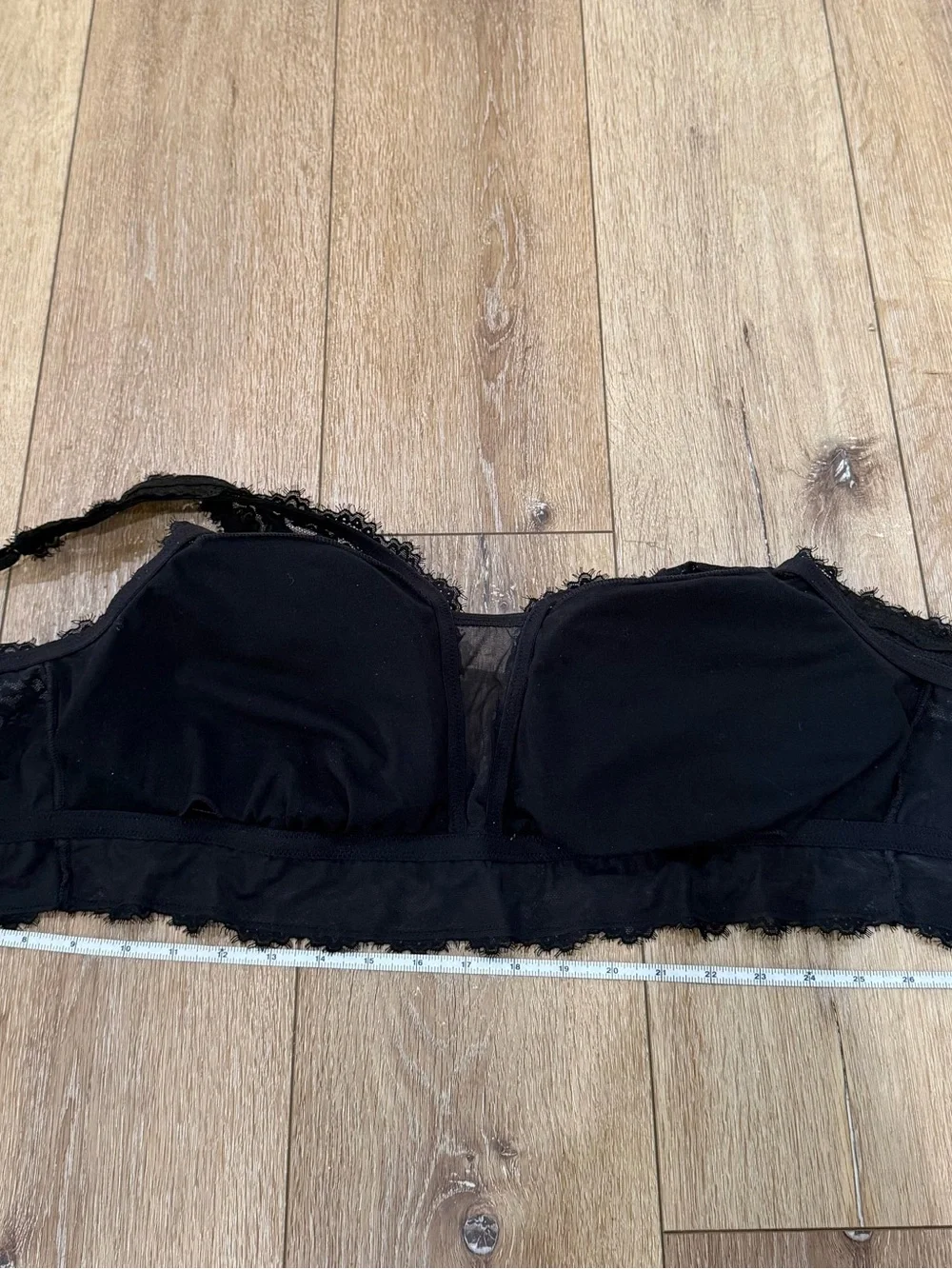 Aerie Eyelash Lace Padded Plunge Bralette Black size XXL‎